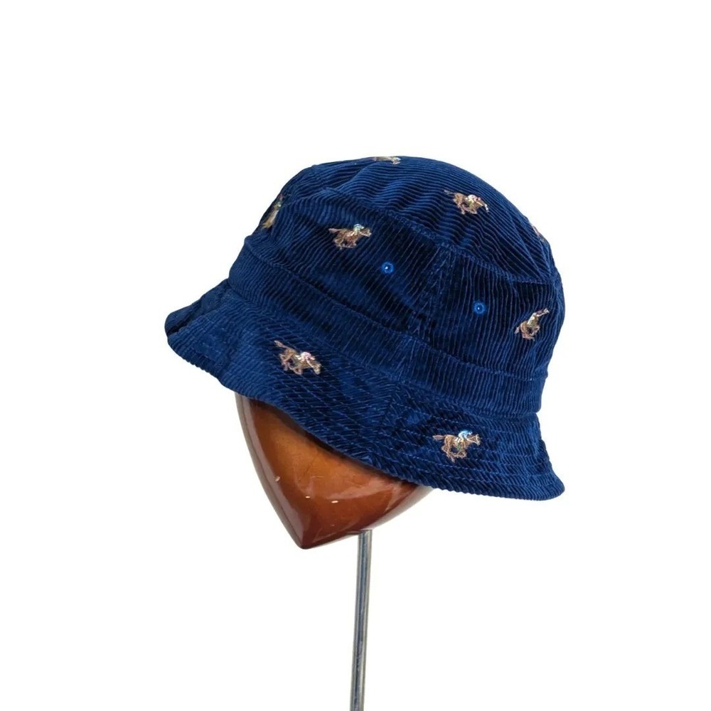 Polo Ralph Lauren Mens Blue Corduroy Pony Embroidered Bucket Hat Sz S/M NWT